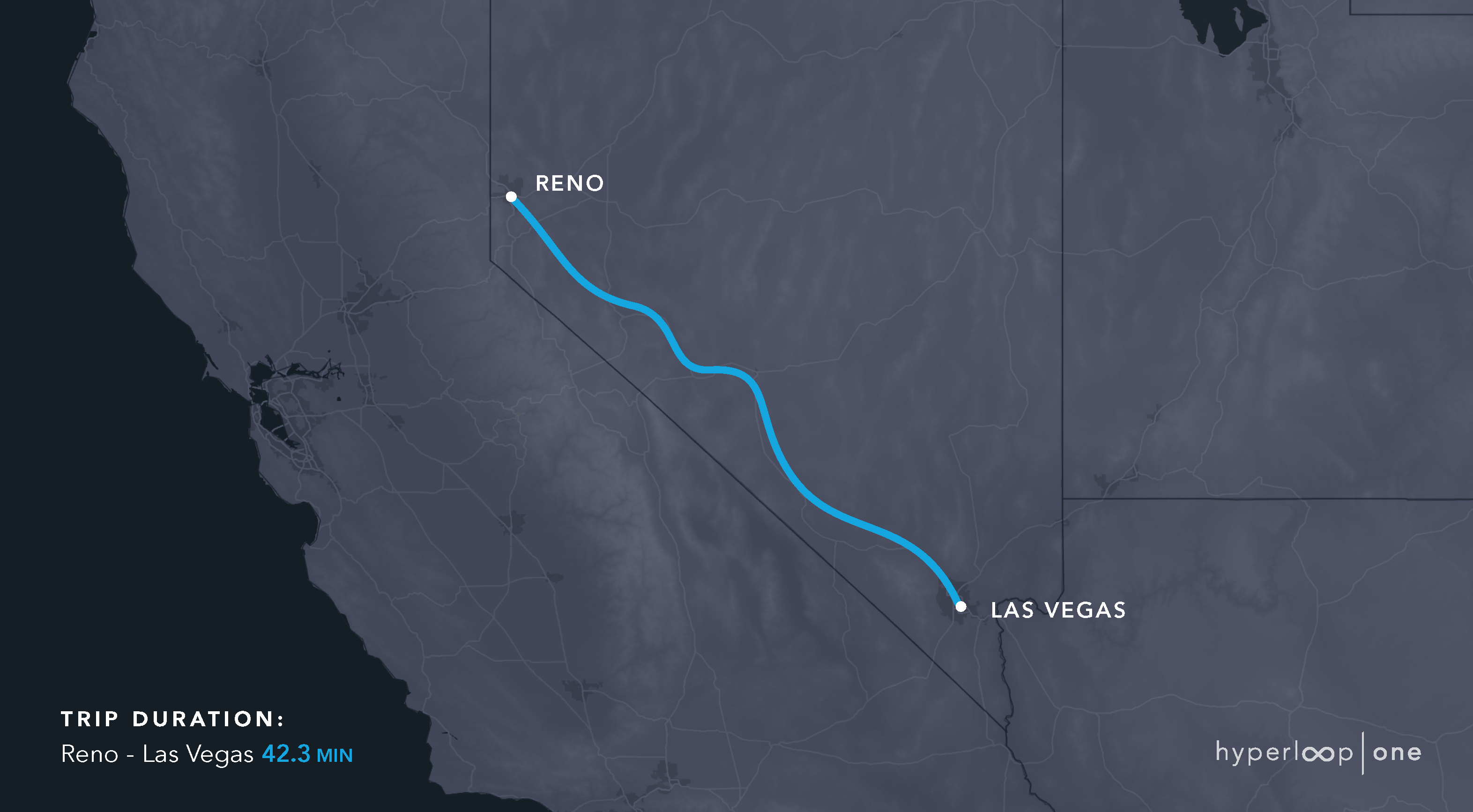 Reno to Las Vegas proposed Hyperloop One route